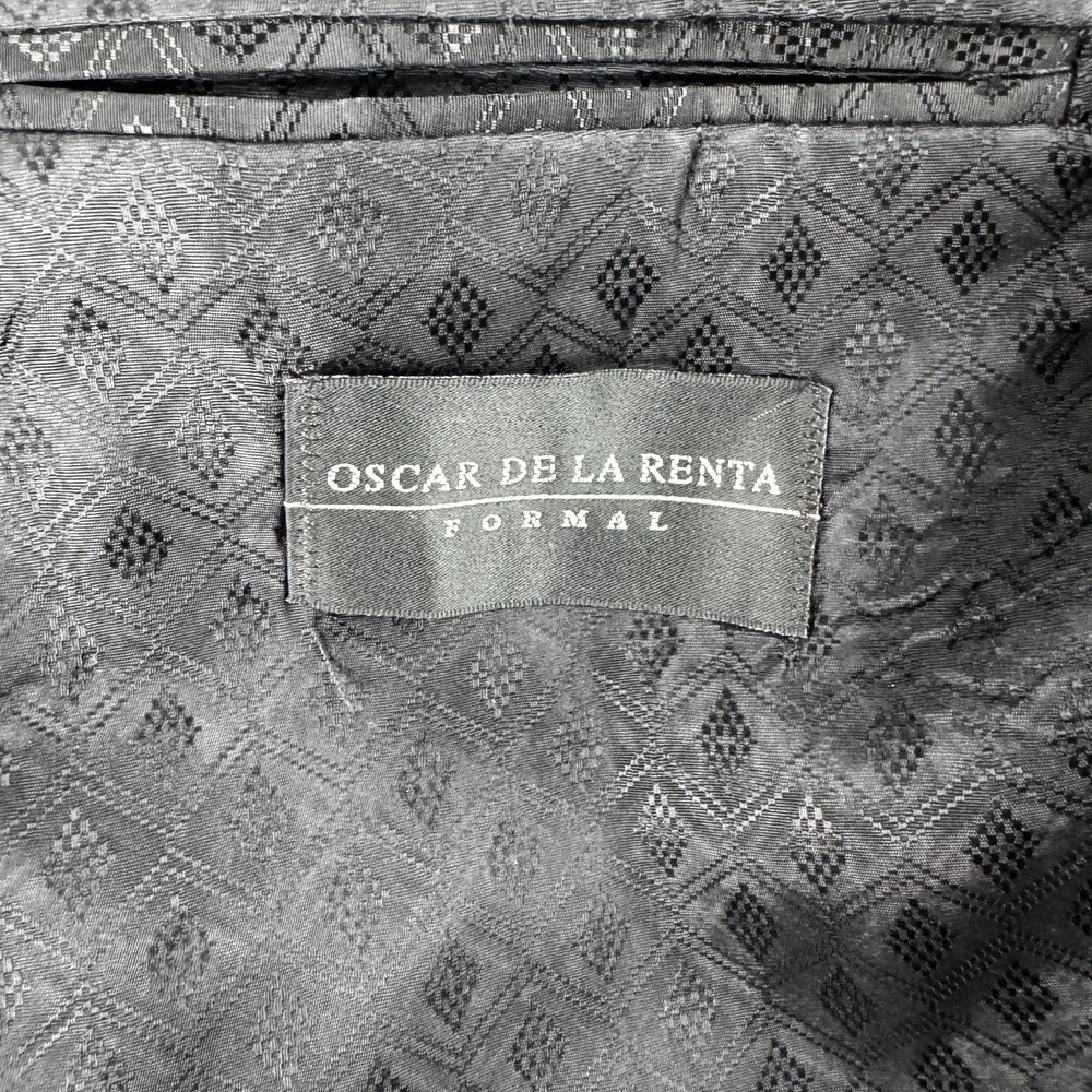 Vintage Oscar De La Renta Tuxedo Jacket 42 S Black Wool Formal Wedding DB Peak - Picture 9 of 12